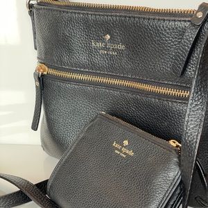 Kate Spade Black Pebbled Crossbody & Wallet Bundle